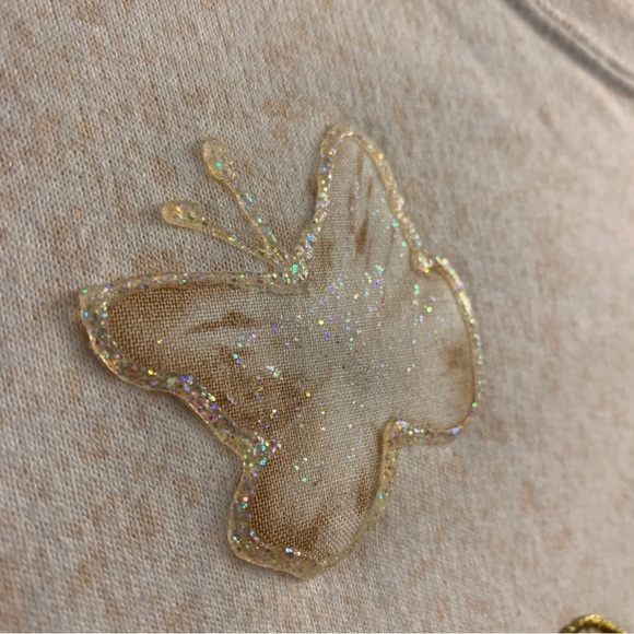 Fruit Of The Loom Sweatshirt Women’s L Cream Long Sleeve Embellished Butterfly - Picture 7 of 7